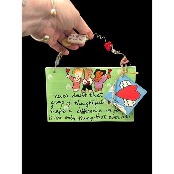 Sandra Magsamen Plaque 'Small Group of Thoughtful People' NOS w Tag Ceramic Art - Picture 7 of 8